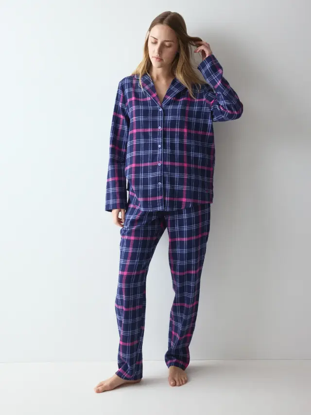 Triumph Σετ Πιτζάμες Boyfriend PW 01 X Checks Μπλε Καρό