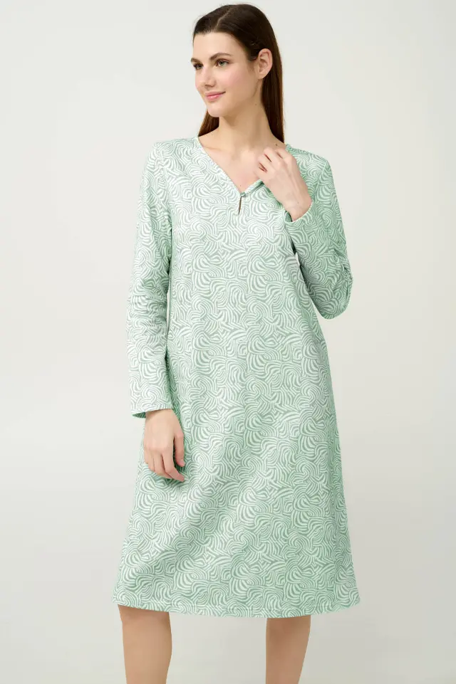 Χειμερινό Βαμβακερό Φούτερ Νυχτικό Vamp 23264 GREEN FROSTY