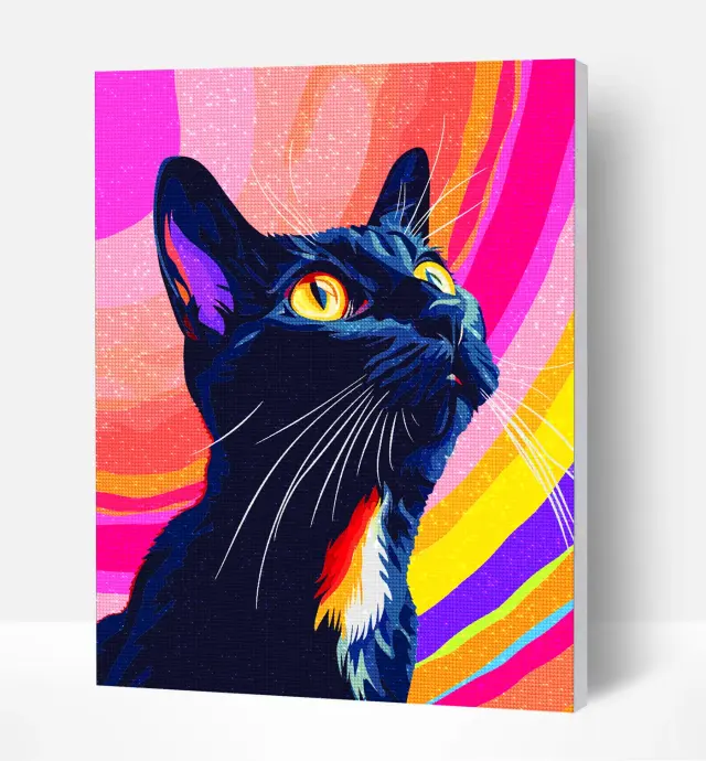 Splat Planet Ψηφιδωτό με Διαμαντάκια σε Καμβά / Canvas Diamond Painting by Numbers: Animals (5 σχέδια) Black Cat 2
