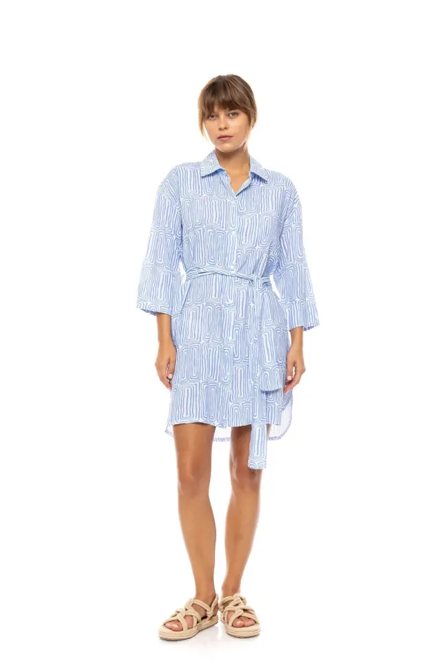 Beachwear B555 Ice Blue Geo Pink Label