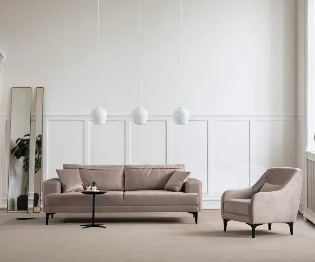 Τριθέσιος Καναπές Μπεζ DANUSE 3