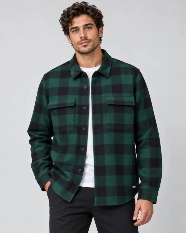 Oakley Bear Cozy Flannel Ανδρικό Καρό Πουκάμισο-Τζάκετ Πράσινο/Μαύρο - M