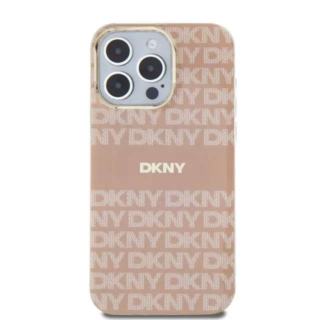 DKNY PC/TPU Repeat Pattern Tonal Stripe Magsafe Case for iPhone 15 Pro Max Pink 2