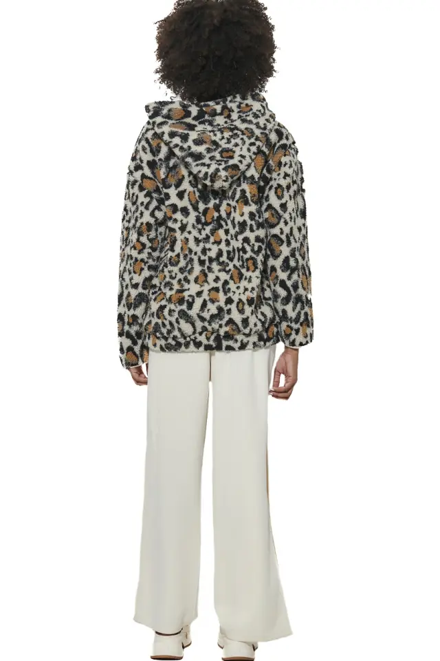 Body Action Printed Zip-Up Sherpa Hoodie Artist Leopard 071625-01-Artist Leopard - L 3