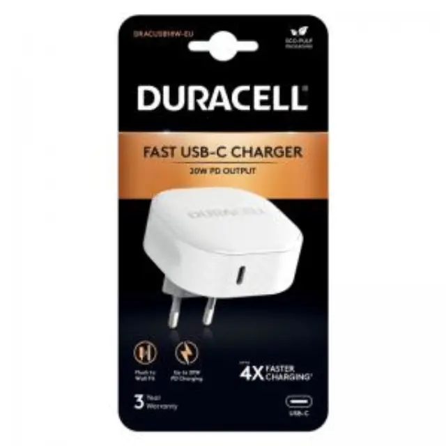 Φορτιστής Ταξιδίου Duracell με Έξοδο USB C PD 20W Λευκό N63356 2