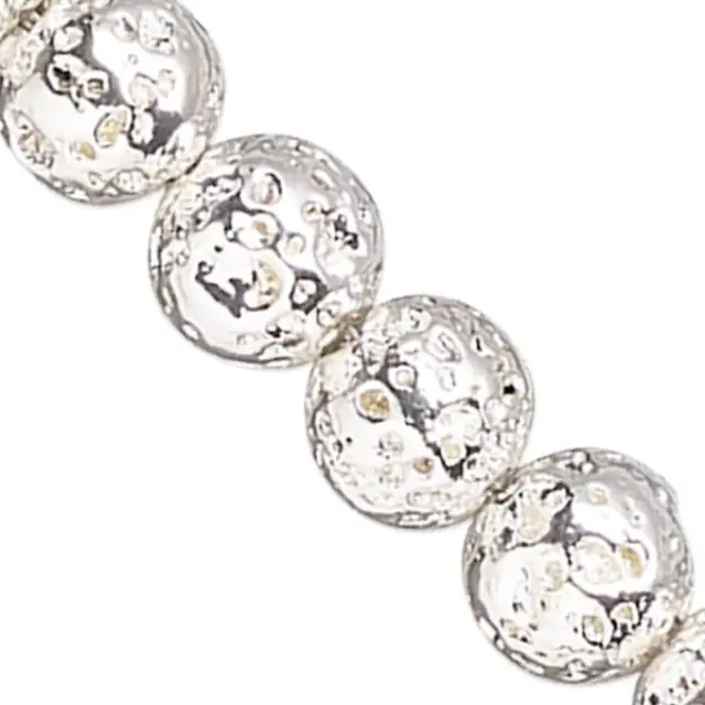 Επιμεταλλωμένη Χάντρα Lava Rock - Silver - Ø8mm ~47τεμ