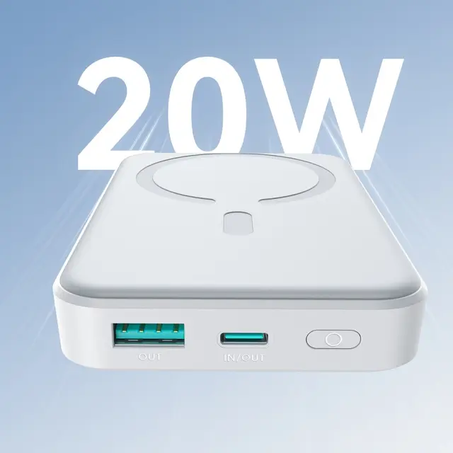 Joyroom JR-W020 Powerbank 20W 10000mAh MagSafe + USB-C - Καλώδιο USB-C 0,25m - λευκό 3