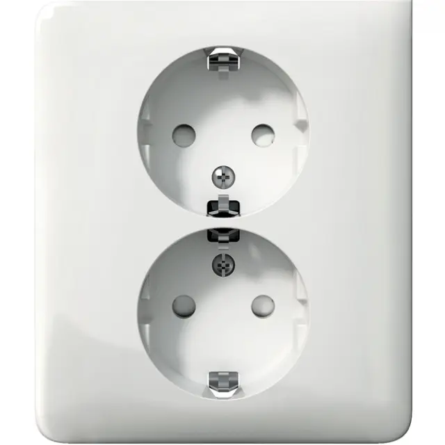 Exxact double socket-outlet branching earthed white