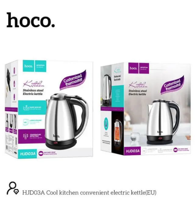 Hoco Ηλεκτρικός Βραστήρας 1800W χωρητικότητας 1.8Lt Γκρι HJD03A 2