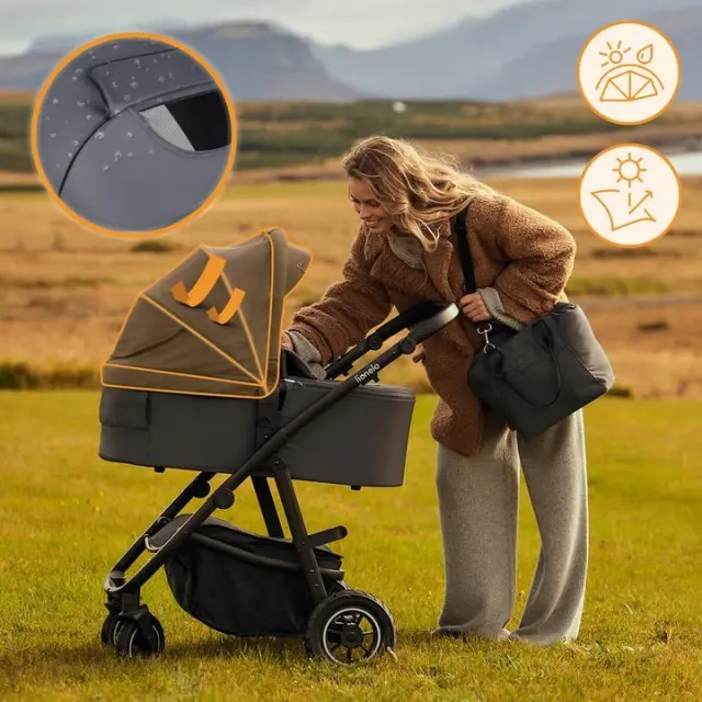 Lionelo Amber Plus Καρότσι Βρεφικό έως 22kg 3 σε 1 Beige Sand 3
