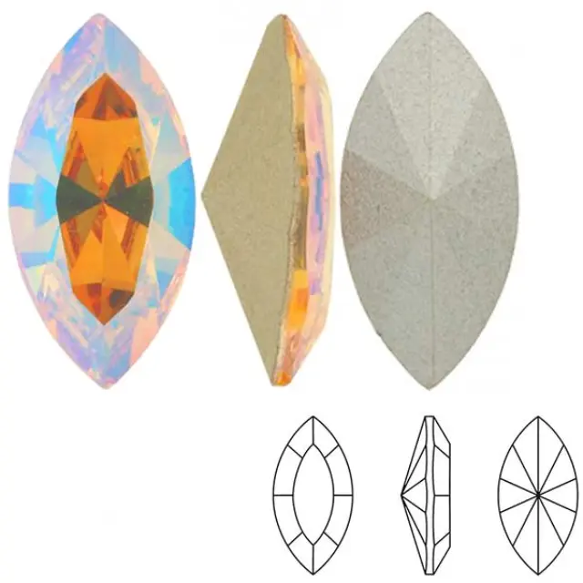 Swarovski 4228 XILION Navette Fancy Stone Light Topaz Shimmer 15x7mm - 4τεμ