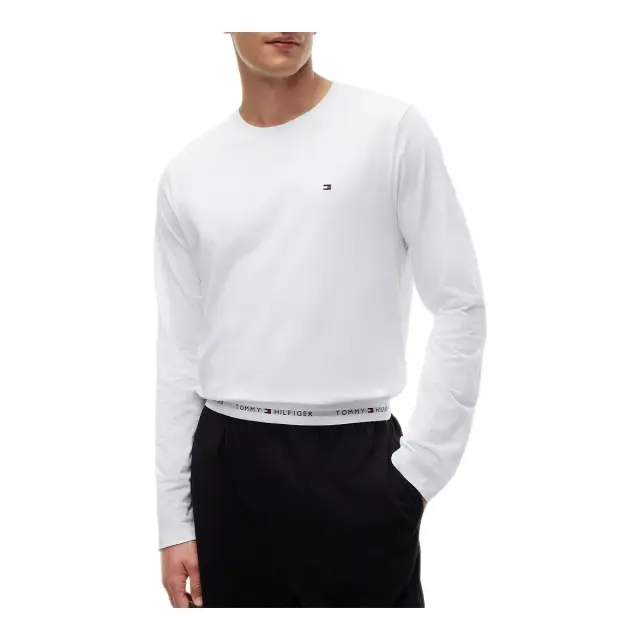 Tommy Hilfiger Ανδρική Πυτζάμα Signature Logo Waistband, Χρώμα Λευκό-Μαύρο 2