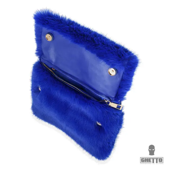 Ghetto Blue Faux Fur Statement Bag | Luxury Chain Shoulder Bag 3