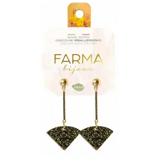 Farma Bijoux Υποαλλεργικά Σκουλαρίκια Κρεμαστά Τρίγωνα Πράσινο Χρυσό 50mm (BEWE05)