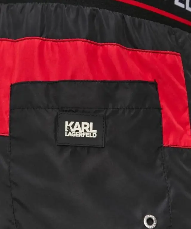 Karl Lagerfeld - Ανδρικό Μαγιό Σορτς με Ρίγες KL21MBS04-BLACK Μαύρο 3