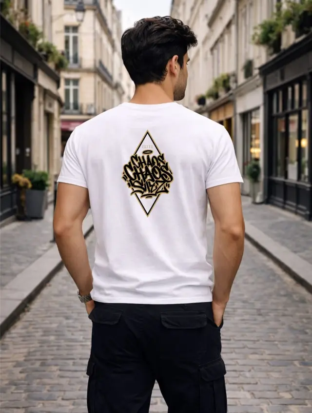 T-shirt Noshame® Λευκό με τύπωμα Chaos - 152652 - XXL