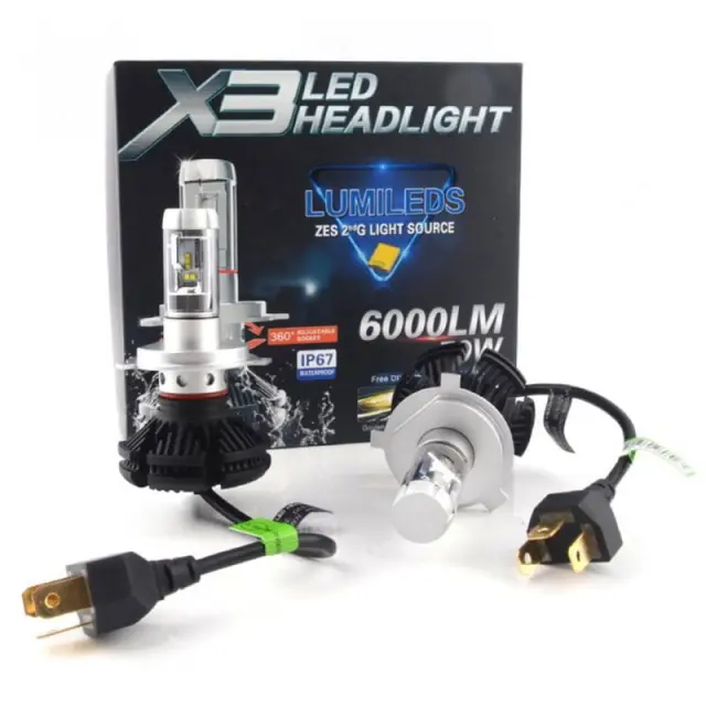 Λάμπα αυτοκινήτου H4 Ψυχρό Λευκό - X3 LED Headlight 6000LM 50W H4 4300029