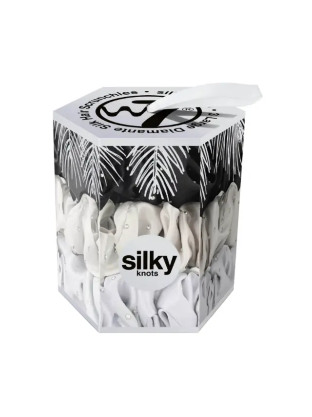 Silky Knots Scrunchies Silver Gift Set W7