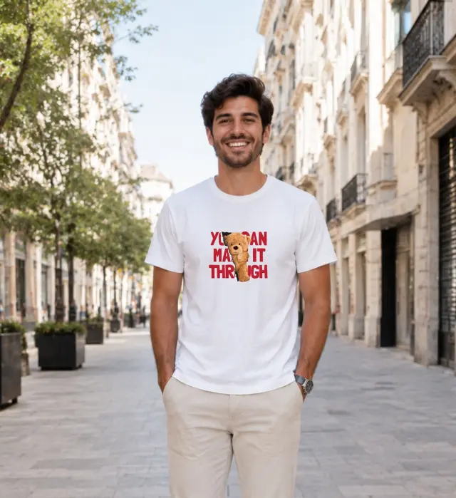 T-shirt Noshame® Λευκό με τύπωμα You can may it through - 3026079 - XXL