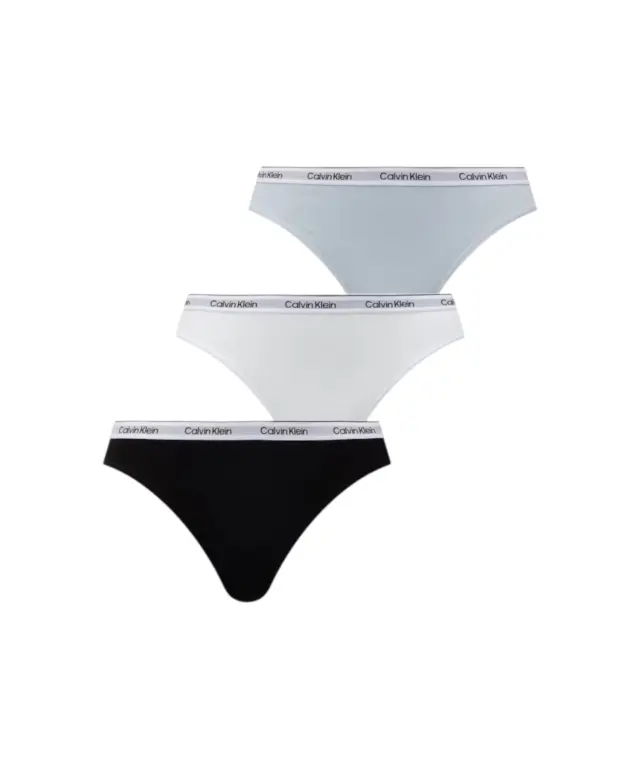 Calvin Klein - Γυναικείο Slip 3 Pack Icon Logo LV00QD5207-GG2 Μαύρο/Λευκό/Γαλάζιο - XS