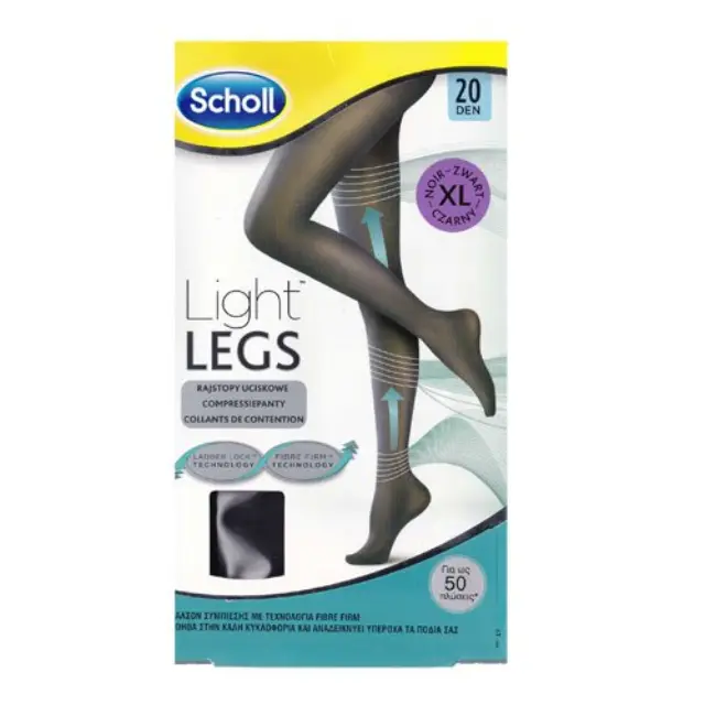 Scholl Light Legs Compression Tights Black, Καλσόν Διαβαθμισμένης Συμπίεσης 20Den Μαύρο XL 2