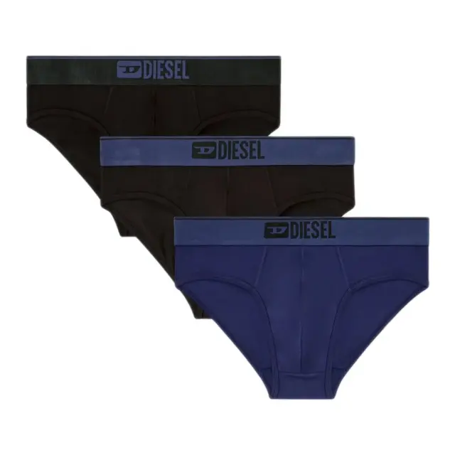 Diesel Ανδρικό Slip Tonal Logo Waistband Andre - Τριπλό Πακέτο, Χρώμα Σκούρο Μπλε-Μαύρο