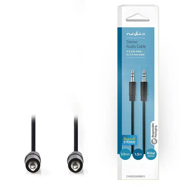 Καλώδιο ήχου 3,5mm αρσ. Stereo - 3,5mm αρσ. Stereo, σε συσκευασία blister, 1.5m.