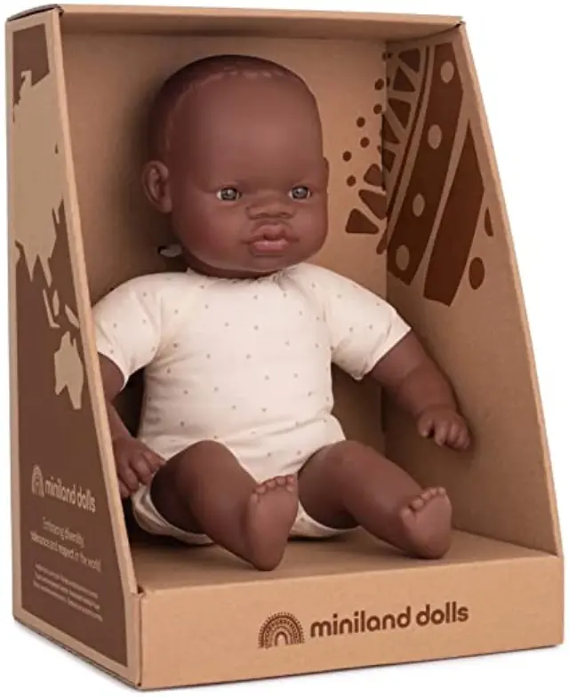 MINILAND DOLLS MINILAND ΜΩΡΟ ΚΟΥΚΛΑ ΜΕ ΜΑΛΑΚΟ ΣΩΜΑ AFRICAN 32 CM