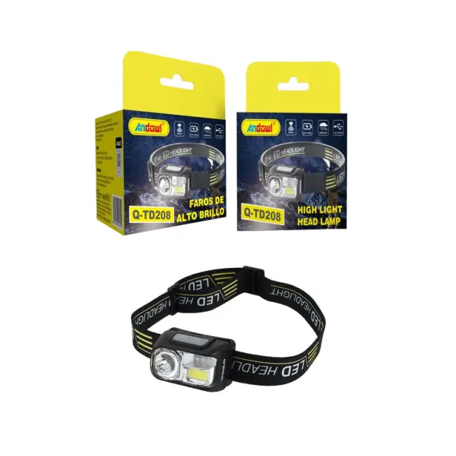 Andowl Επαναφορτιζόμενος Φακός Κεφαλής LED Αδιάβροχος με Μέγιστη Φωτεινότητα 400lm Q-TD208 - High Light Head Lamp 075657