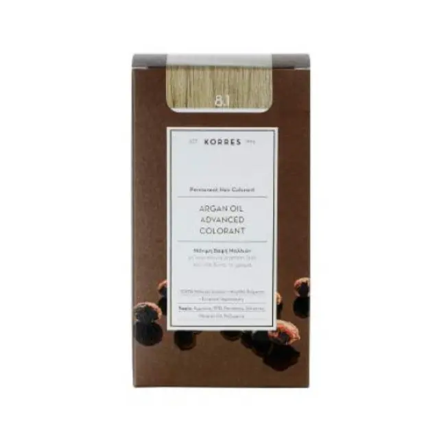 Korres Argan Oil Advanced Colorant Μόνιμη Βαφή Μαλλιών 8.1 Ξανθό Ανοικτό Σαντρέ, 50ml 2