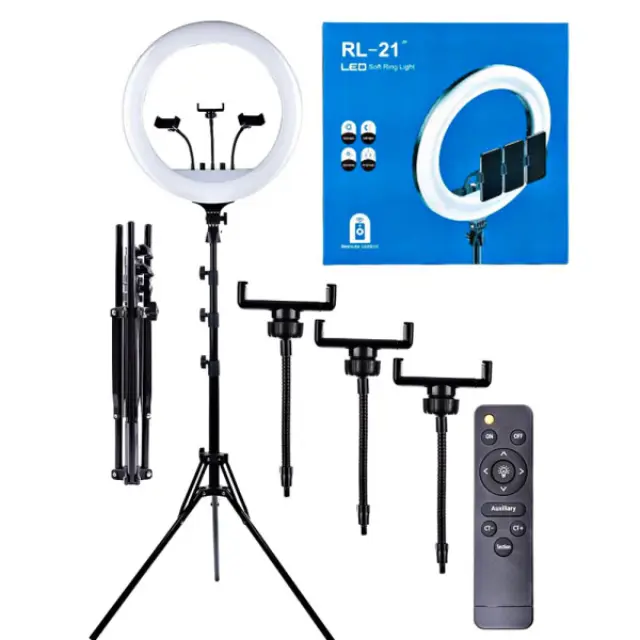Soft Ring Light LED RL-21″ 54cm με τρίποδο δαπέδου και βάση για κινητό 2700-6500K
