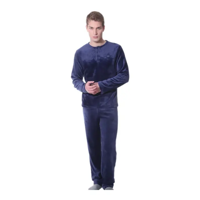 Mario Uomo Ανδρική Πυτζάμα Fleece, Χρώμα Σκούρο Μπλε