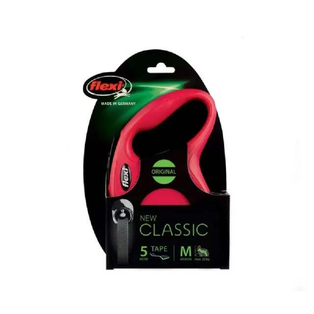 Flexi New Classic Πτυσσόμενο Λουρί/Οδηγός Σκύλου Ιμάντας Κόκκινος 5m Κόκκινο - M 2