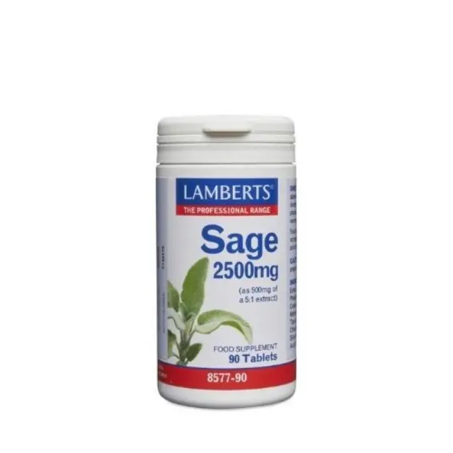 LAMBERTS Sage 2500mg Φασκόμηλο για την Διατήρηση της Μνήμης και την Μείωση των Συμπτωμάτων Εμμηνόπαυσης 90Tabs