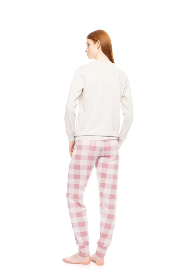 W1789 - Off White - PYJAMAS JACQUARD ROSE PLAID - XXL 3