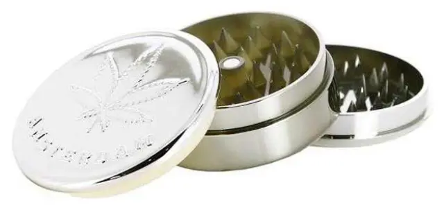 Grinder Τρίφτης Πλαστικός Amsterdam Leaf 60mm Silver Embossed - 3 Parts