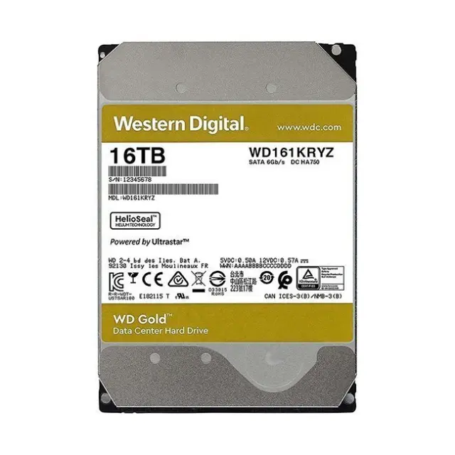 Western Digital Gold 16TB HDD Σκληρός Δίσκος 3.5" SATA III 7200rpm με 512MB Cache για Desktop