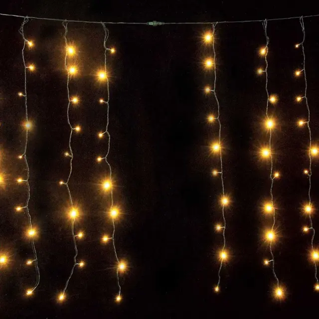 200 Led Κουρτίνα Με Επέκταση Διάφανο Καλώδιο Θερμό Λευκό Led IP44 31V 200x100cm