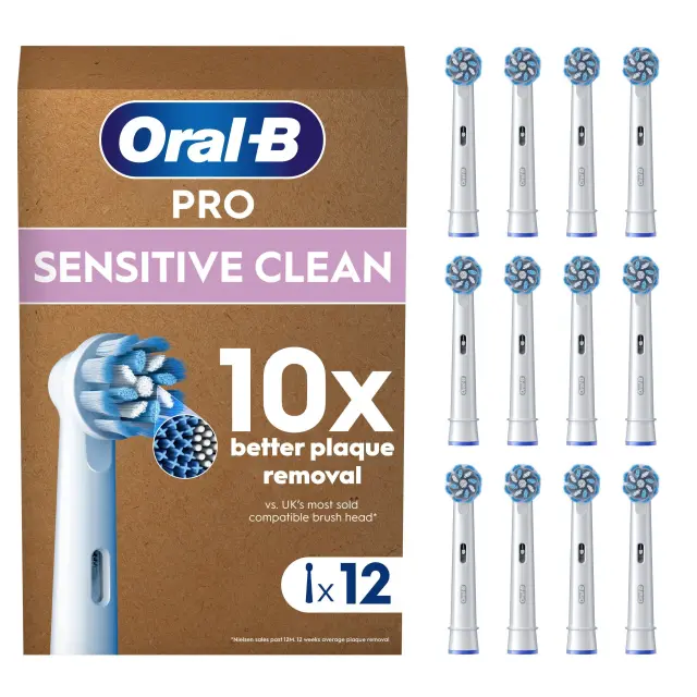 Oral B - Pro Sensitive Clean Toothbrush Heads - White - 12 Counts - Health and Personal Care