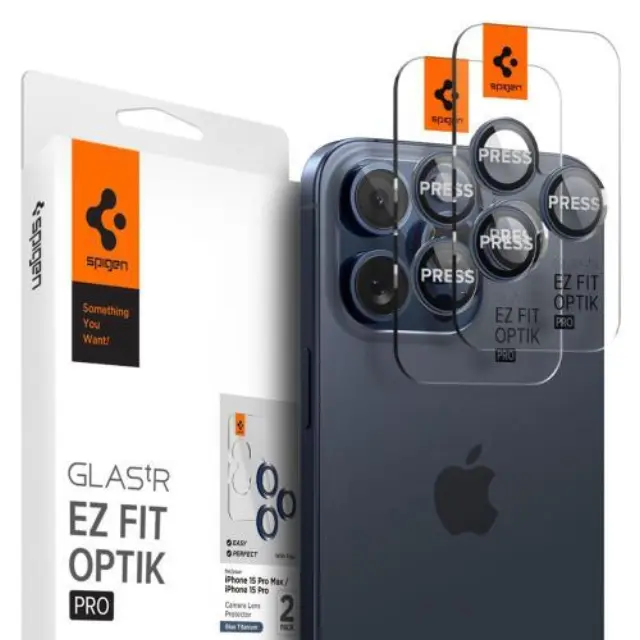 Tempered Glass Rings Spigen για Τζαμάκι Κάμερας Apple iPhone14 Pro/ 14 Pro Max/ 15 Pro/ 15 Pro Max/ 16 Pro/ 16 Pro Max/ 17 Pro/ 17 Pro Max Optik.tR EZ-FIT Μπλε Τιτάνιο (2 τεμ.) N63751