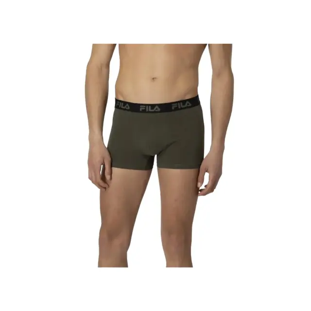 FILA Ανδρικό Boxer Elastic Band - Διπλό Πακέτο, Χρώμα Μαύρο-Χακί 2
