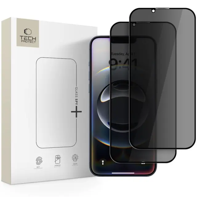 TECH-PROTECT GLASS SPY+ 2-PACK IPHONE 13 / 13 PRO / 14 / 16E PRIVACY