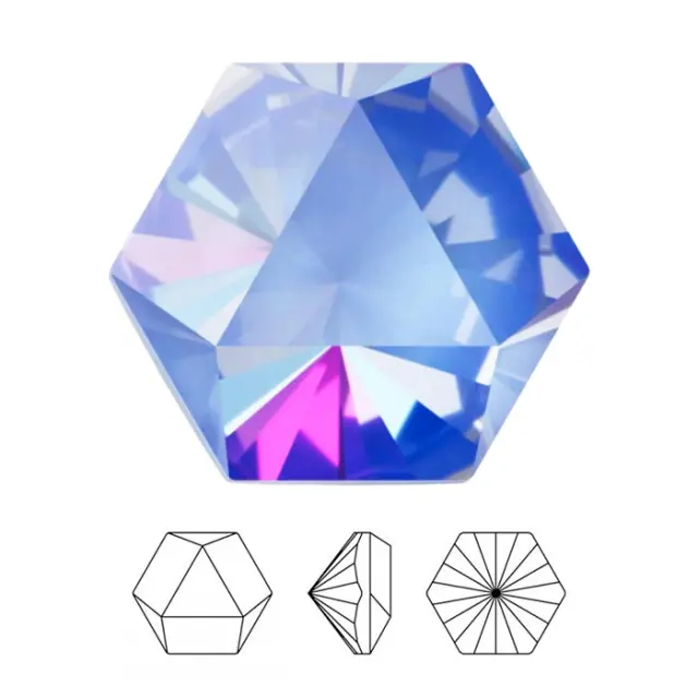 Swarovski 4699 Kaleidoscope Hexagon Fancy Stone Crystal Ocean DeLite 9.4x10.8mm - 2τεμ