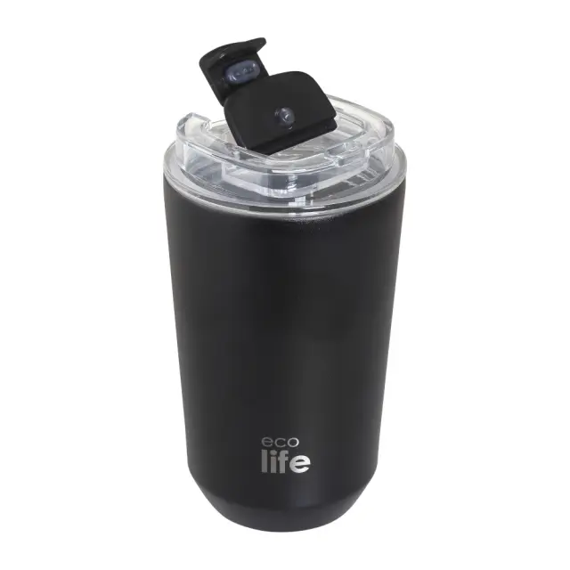 Ecolife Ποτήρι Θερμός 360ml (Hot & Cold) / Coffee Thermos: Pure Collection (5 χρώματα) - Μαύρο 2