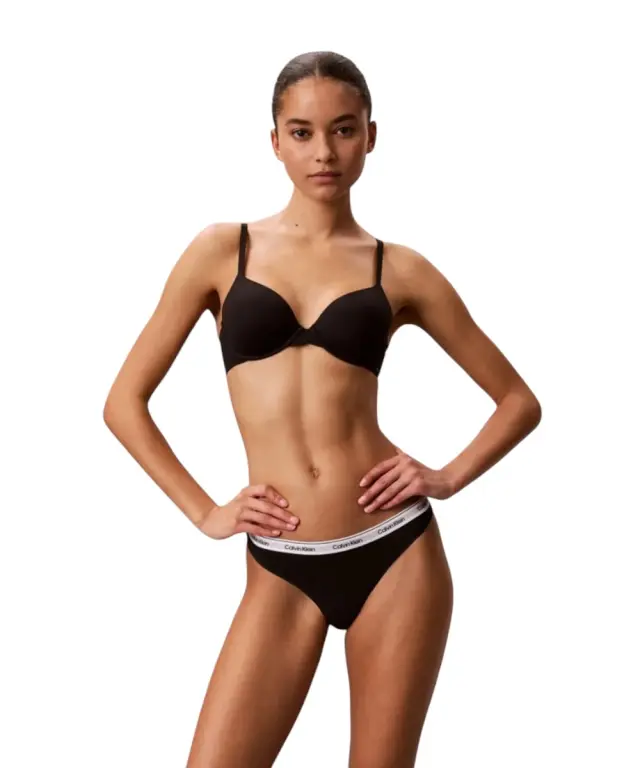 Calvin Klein - Γυναικείο String 3 Pack Icon Logo LV00QD5209-3RN Μαύρο/Λευκό/Animal Mirror - XS 2