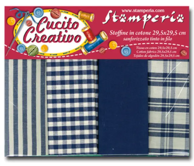 Σετ 4 Βαμβακερά Υφάσματα Blue 29.5x29.5cm