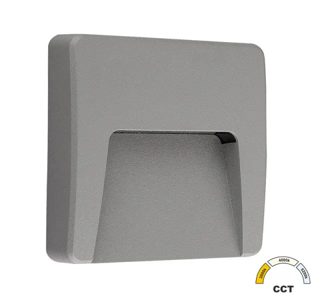 LED ΦΩΤΙΣΤΙΚΟ PC ΕΠΙΤΟΙΧΟ ΕΜΜΕΣOY ΤΕΤΡΑΓΩΝΟ 3W CCT IP65 ΓΚΡΙ