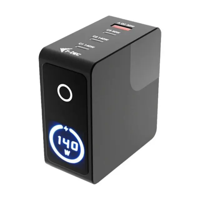 i-tec Βάση Φόρτισης 140W 3x USB-C 1x USB-A LCD 1.5m Black (CHARGER-INTG140W)