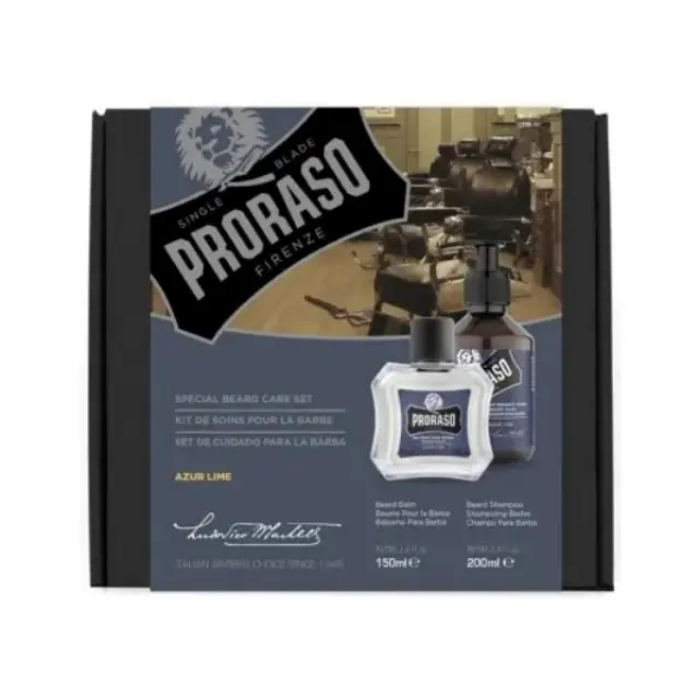 Proraso Beard Gift Set Azur Lime (Shampoo 200ml & Balm 100ml)