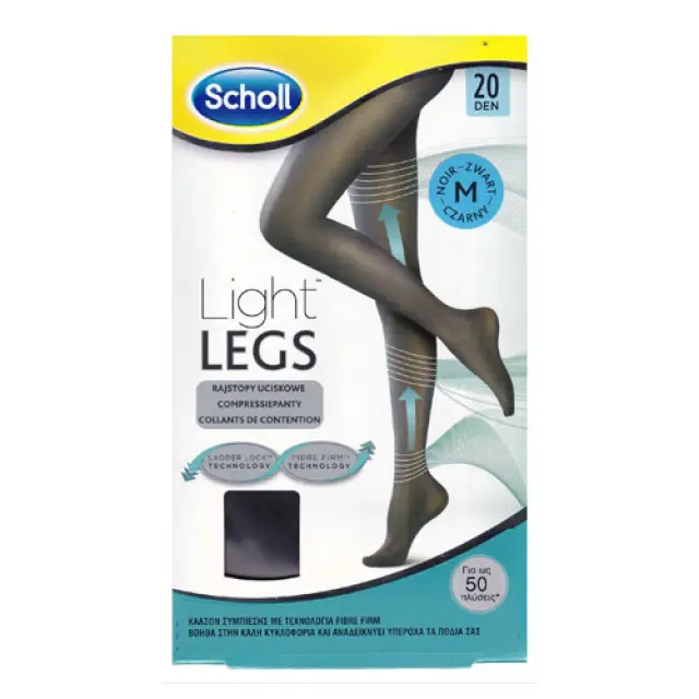 Scholl Light Legs Compression Tights Black, Medium Καλσόν Διαβαθμισμένης Συμπίεσης 20Den Μαύρο, 1 τεμ 3